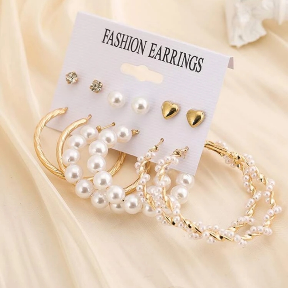Faux Pearl Hoop Earrings
